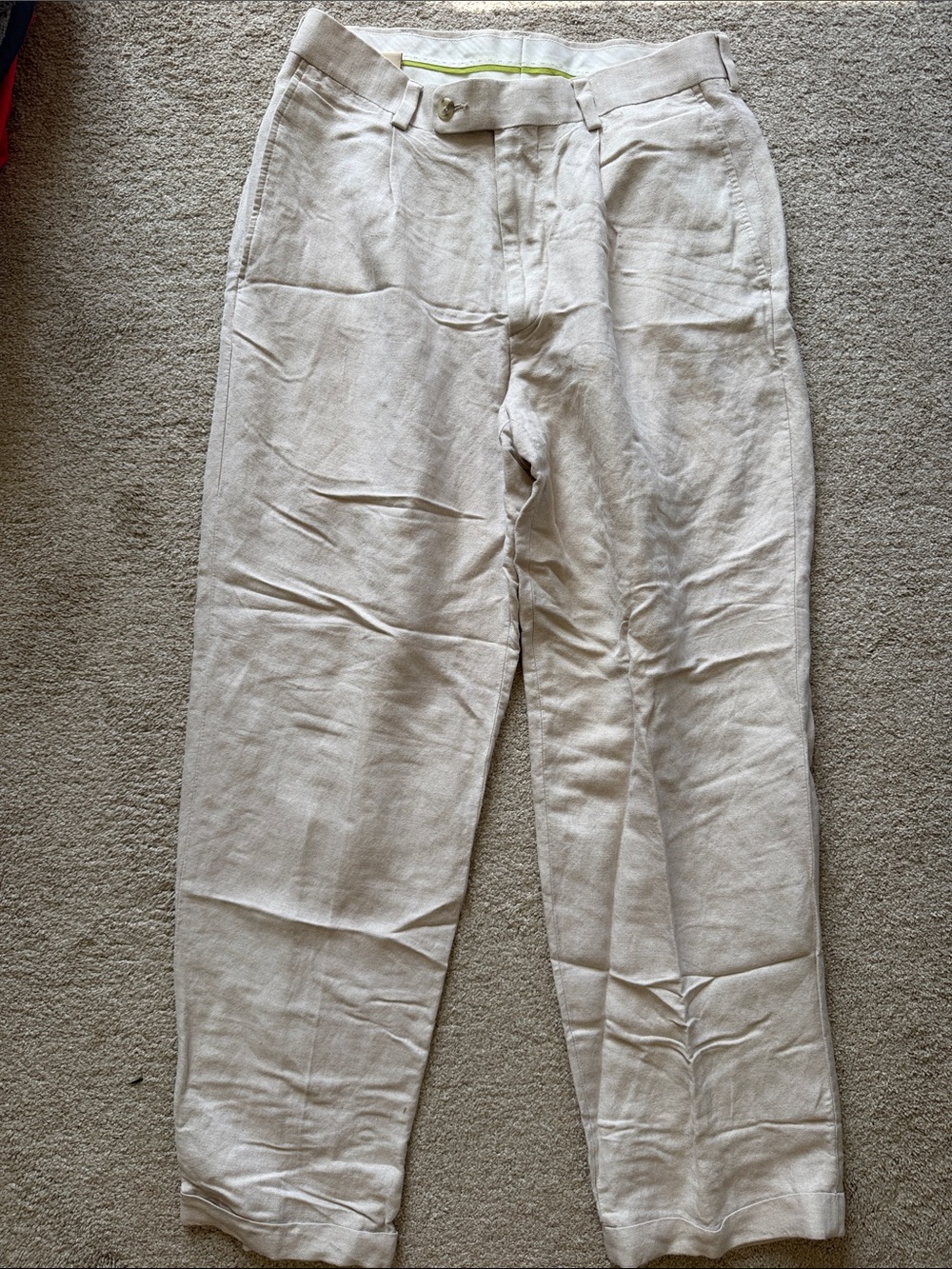 Cubavera Men’s Casual Linen-Blend Chinos in Natural Tan